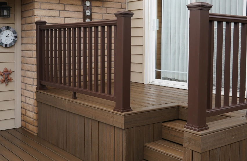 Residential deck with repaired boards and updated features in Rancho Cordova, CA