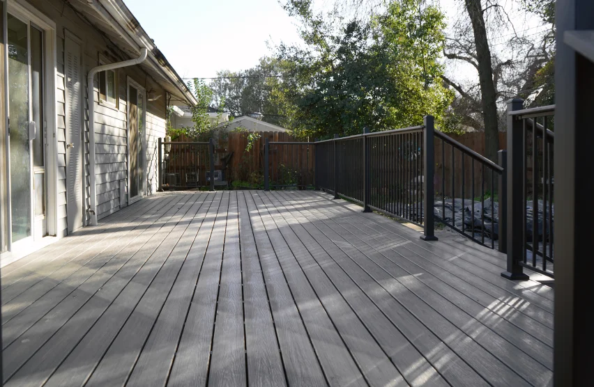 Backyard deck upgraded with new low-maintenance decking materials in Rancho Cordova, CA