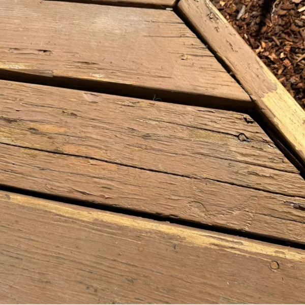 Backyard deck area after demolition.