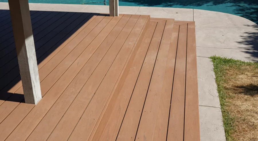 Newly installed deck in the residential home