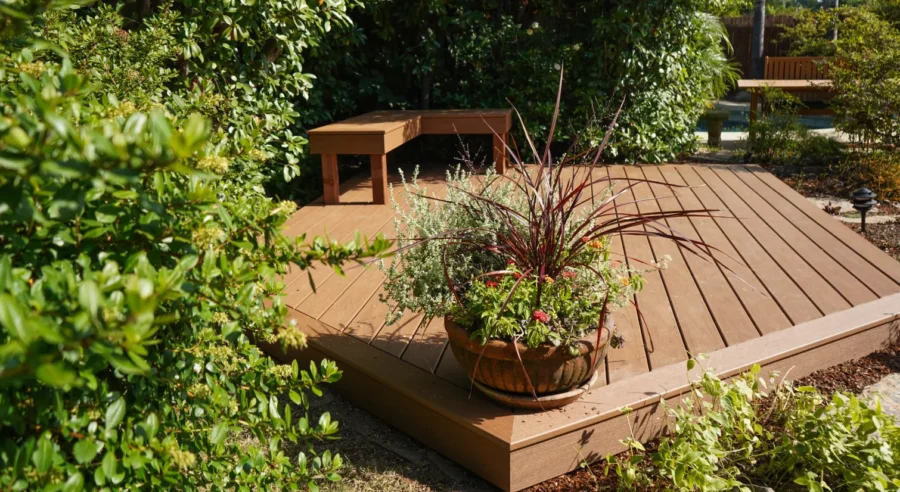 Newly installed garden deck