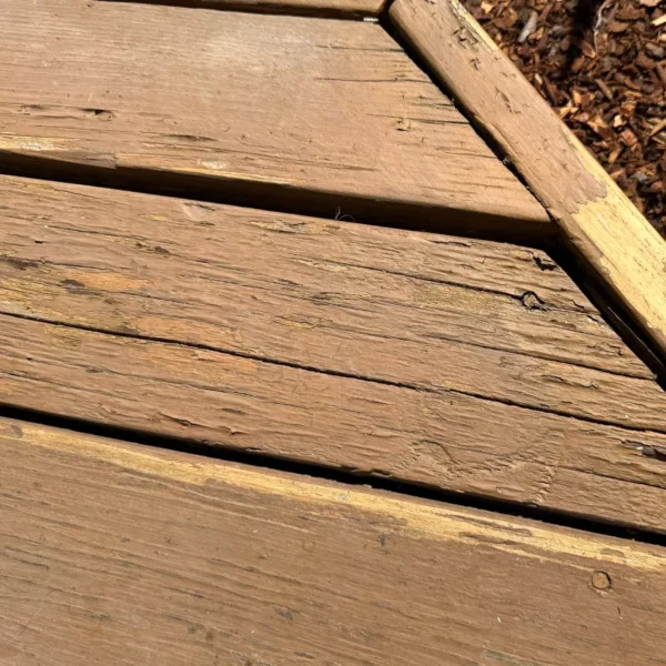 Deteriorated deck structure before demolition in Roseville, CA
