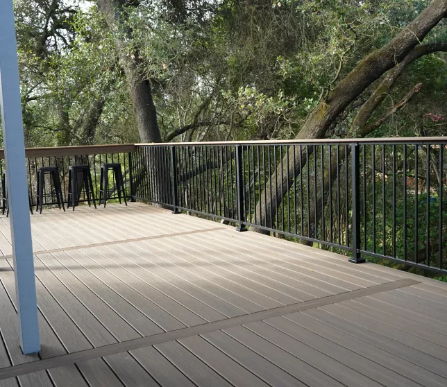 Finished Trex composite deck with expanded footprint