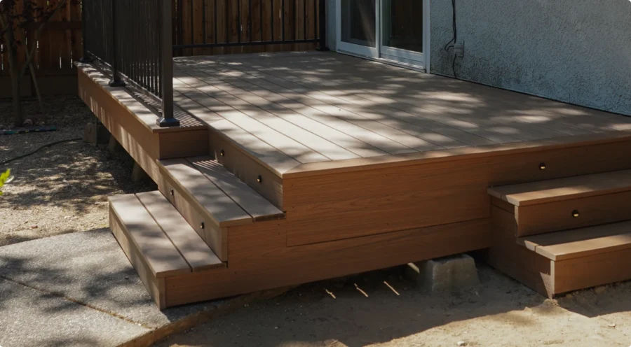 Residential backyard transformed with a new Trex composite deck