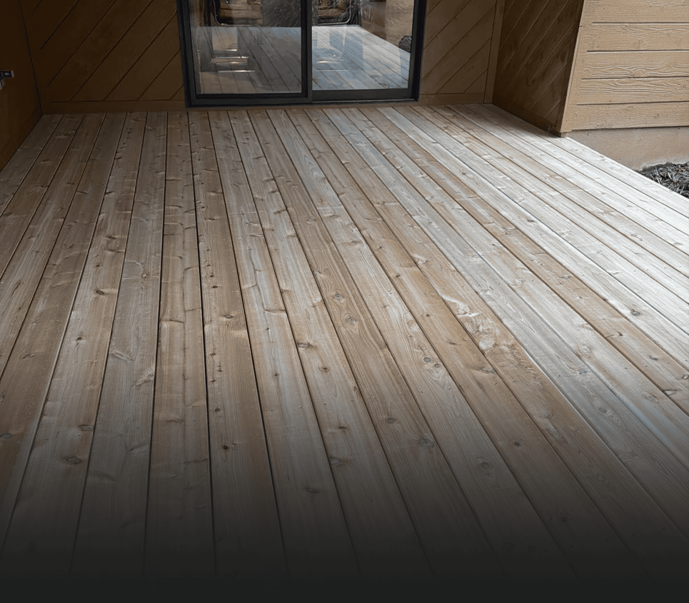 Renovated home with newly installed deck and fresh paint finish