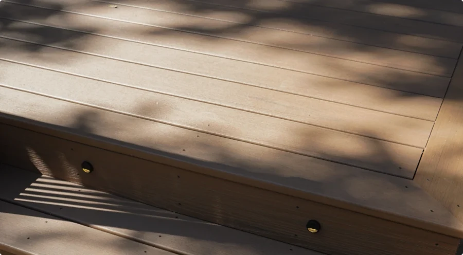 Close-up of Trex Honey Grove composite decking boards