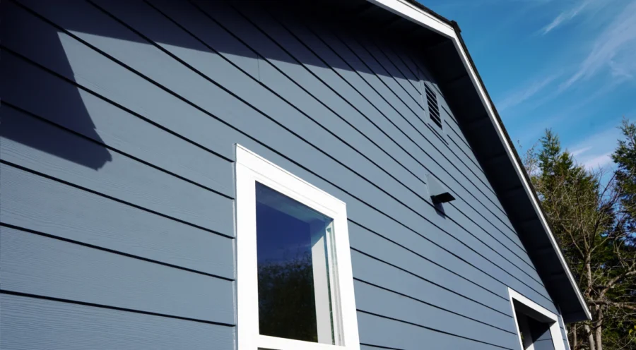 Newly installed siding on the residential home