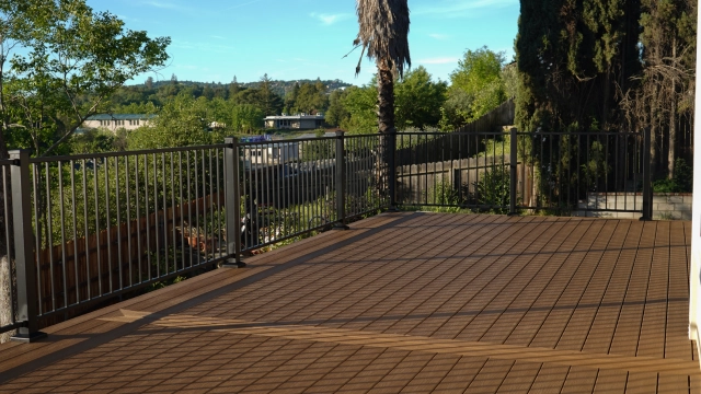 Shaded deck under mature trees in Sunset Whitney, Rocklin