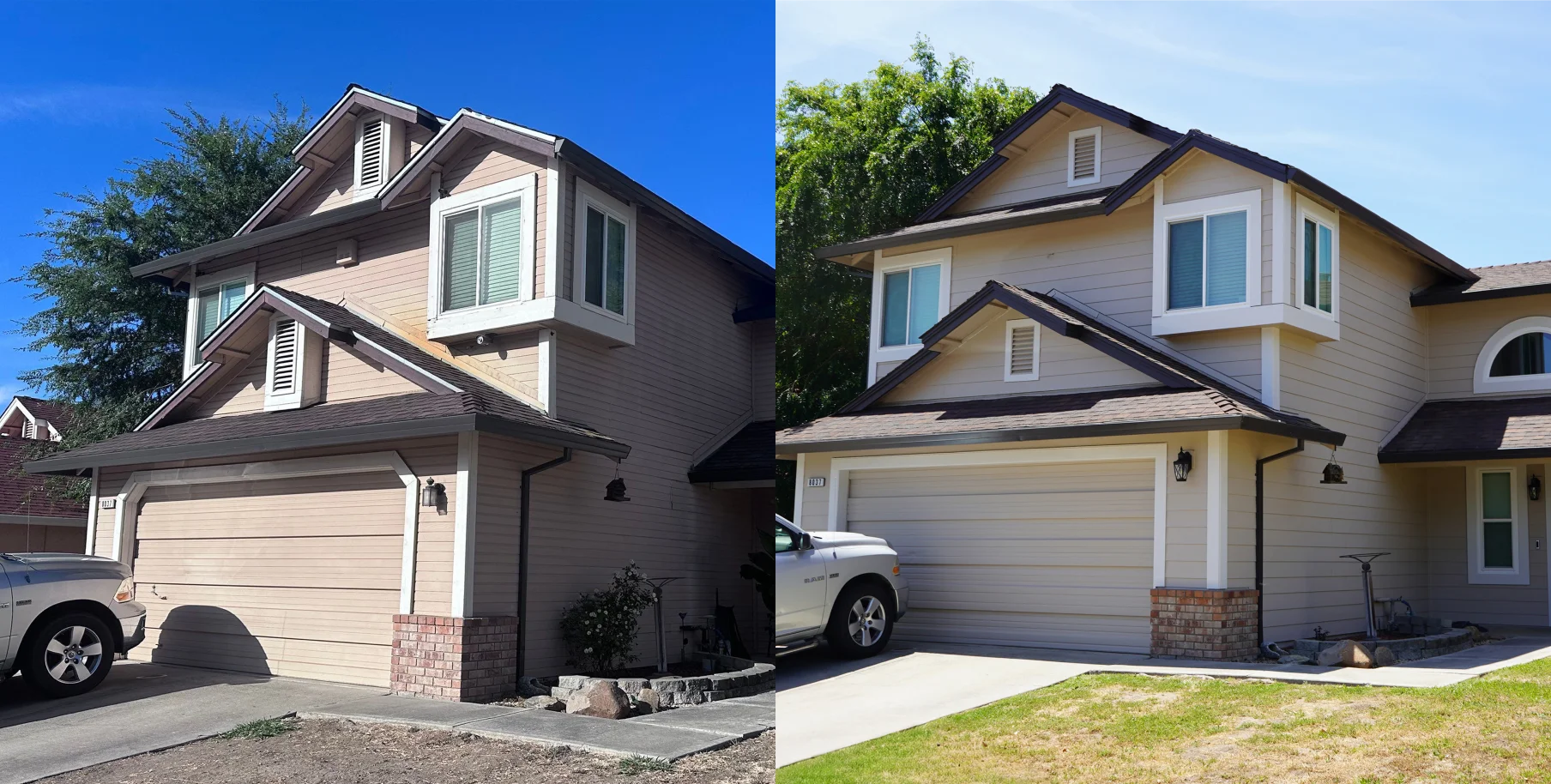 Renovated home with new siding and fresh paint