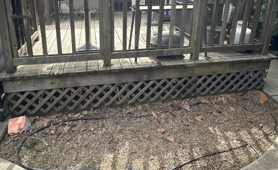 Old deck before demolition begins