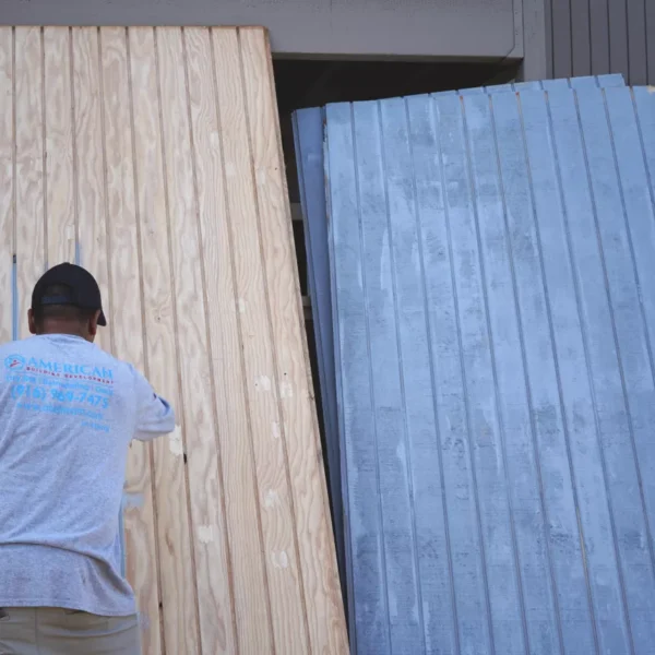 Existing siding removed during exterior renovation.