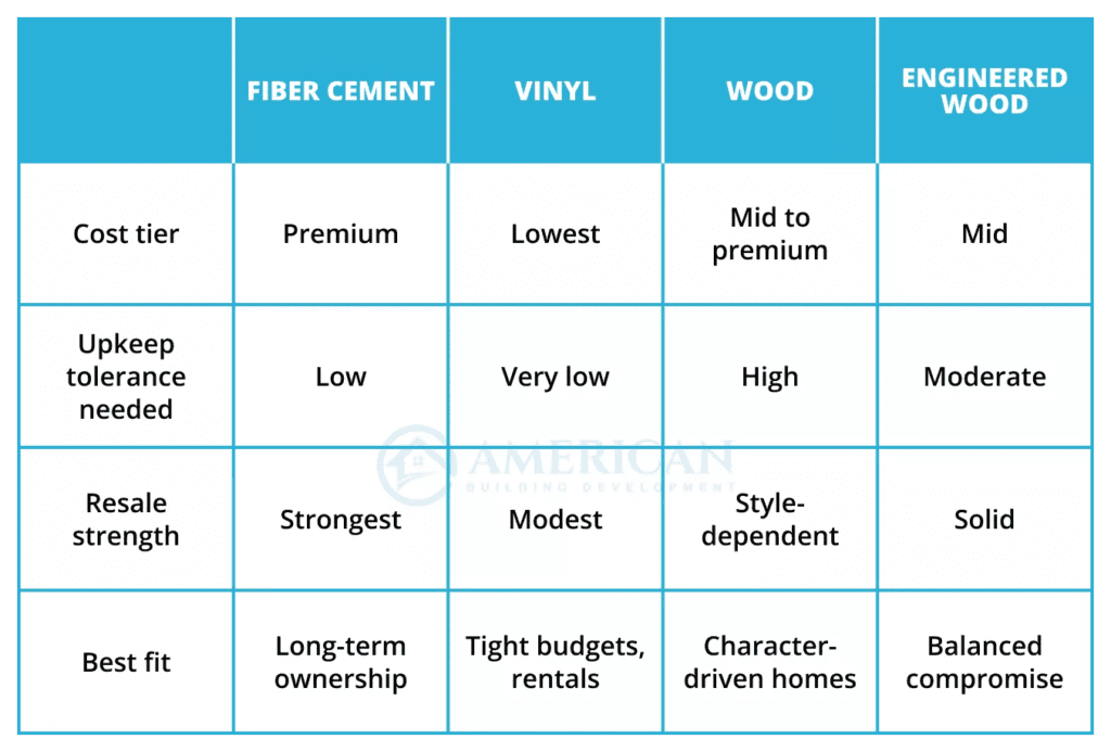 Homeowner holding tablet comparing siding material options