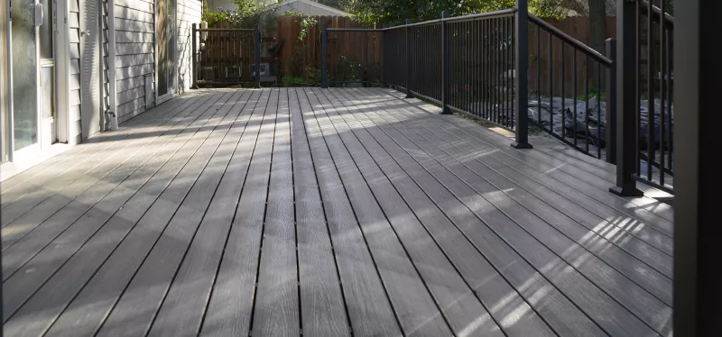 Large custom deck on an American River-adjacent estate in Arden-Arcade.