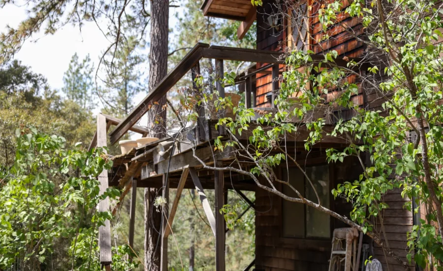 Unsafe wooden deck before replacement at Applegate residence