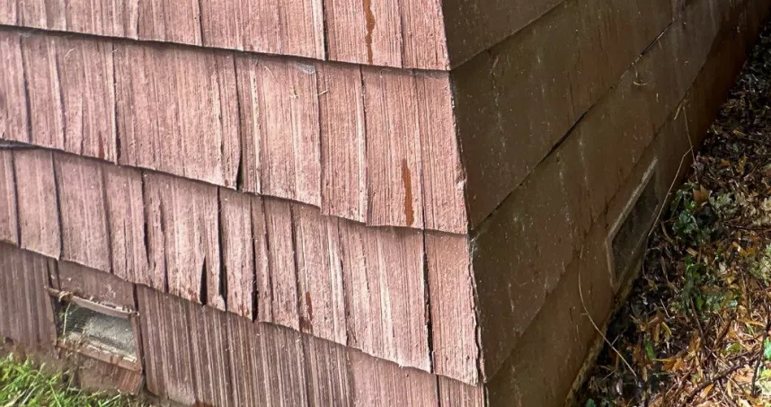 Existing exterior siding on Fair Oaks home before replacement.