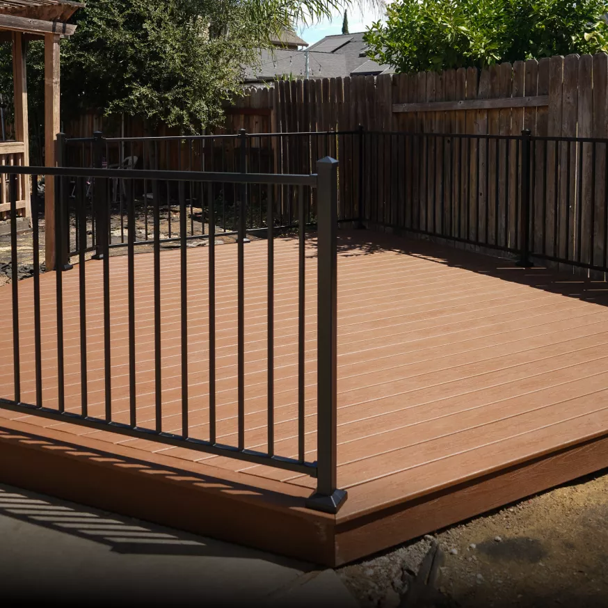 Completed small Trex composite deck built from scratch in Sacramento, CA.