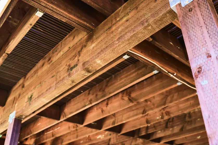 New structural framing built for Trex composite deck installation
