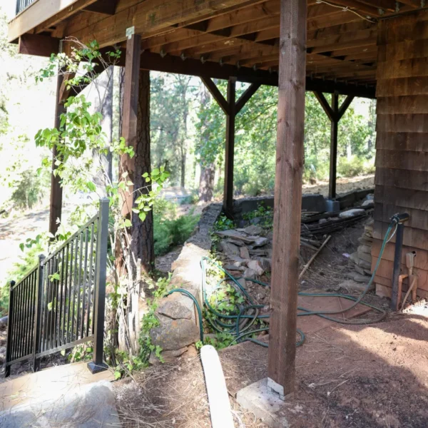 Newly constructed framing prepared for Trex composite decking