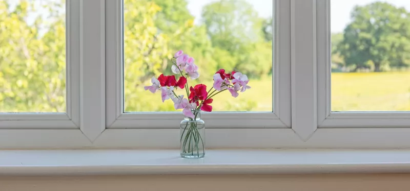 Casement window hinged on the side swinging outward