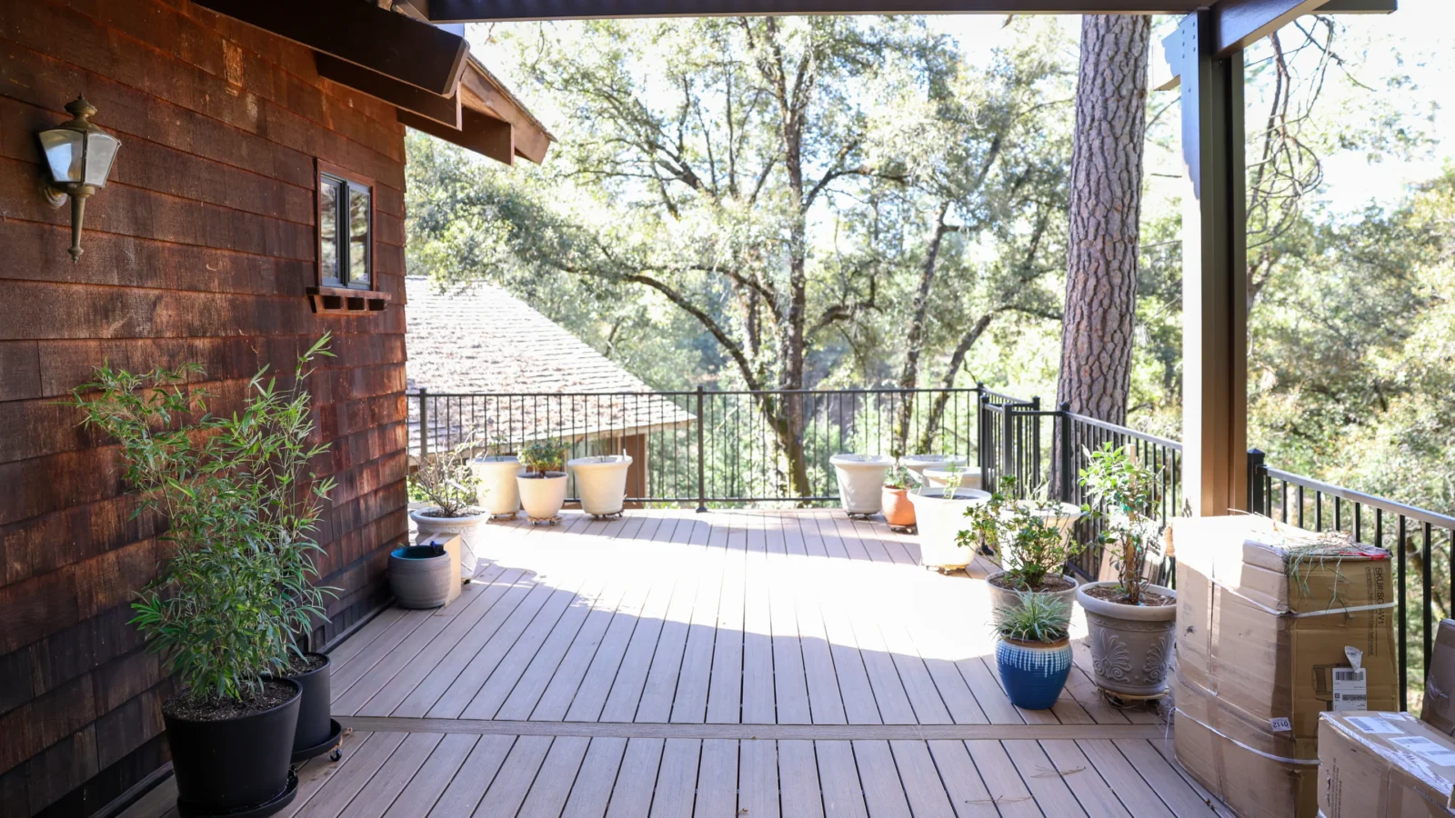 Finished Trex composite deck outdoor living space in Applegate, CA